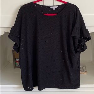 Black eyelet blouse